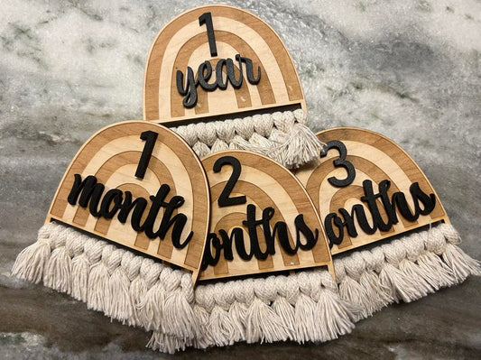 Baby Announcement - Rainbow Macrame