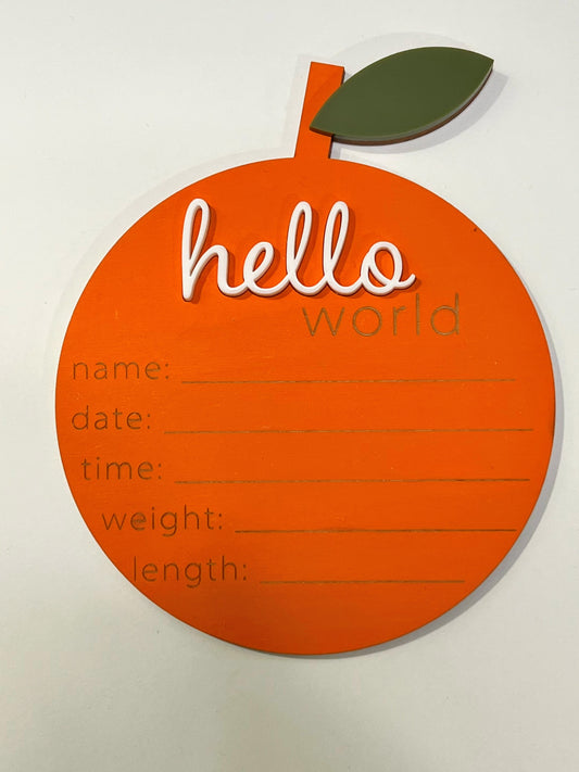 Baby Announcement -Oranges