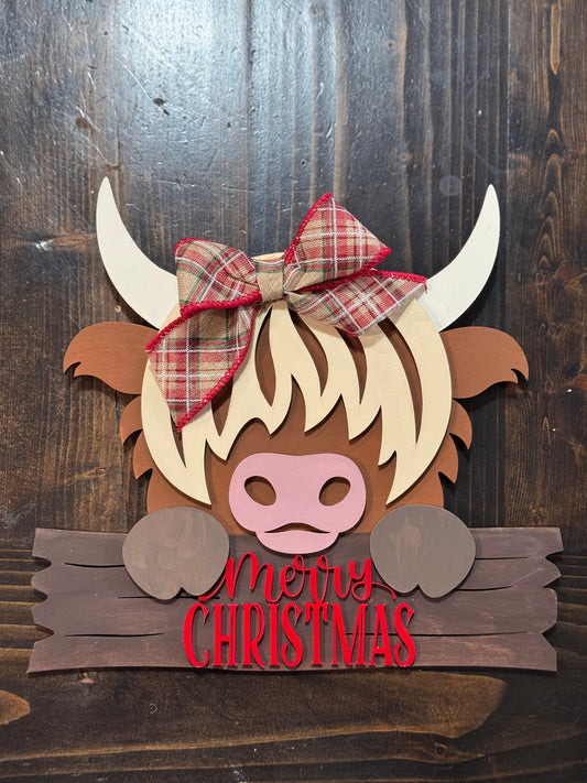 Highland Cow Christmas Sign