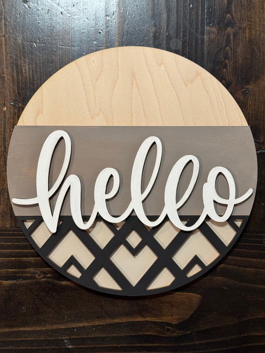 Hello geometric round sign